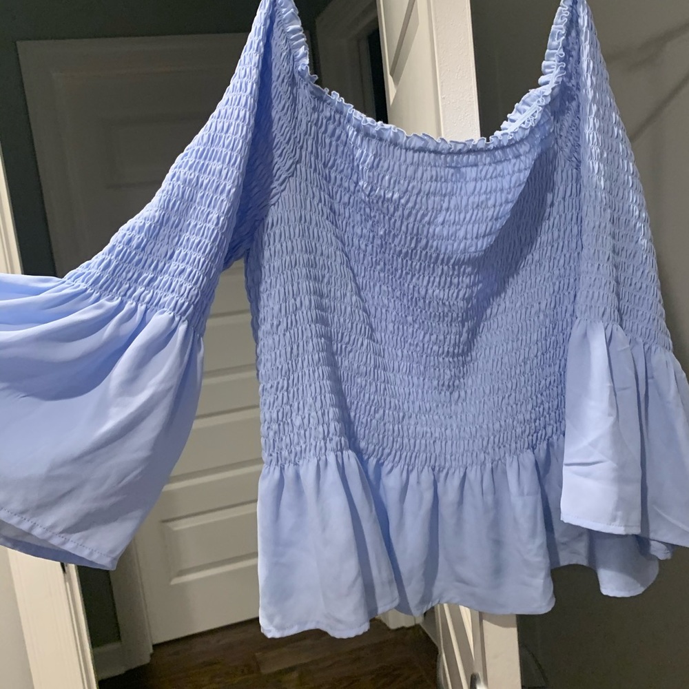 Blue Off The Shoulder Blouse
